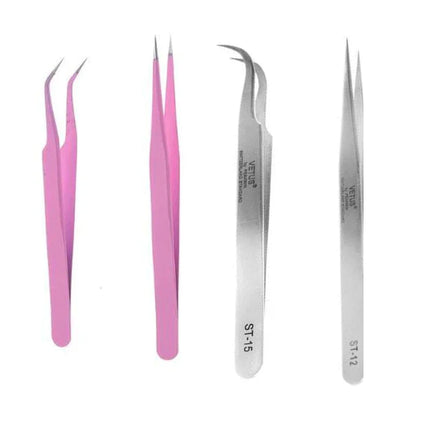 VEYES Custom Logo Professional Eyelash Extension Tweezers Pointed Stainless Steel Silicone Lash Tweezers Private Volume Beauty