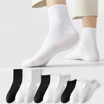 Wholesale Basic Plain White Black LOGO Socks Men Unisex Ribbed Cotton Crew Socks Custom