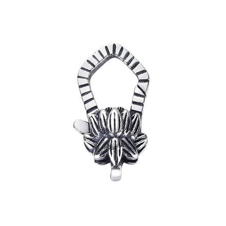 Oxidized Silver 925 Lotus Lobster Clasp Flower Floral Shape Jewelry Clicker Lock for Necklace Bracelet