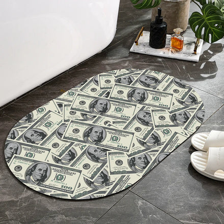 (Chakme) Super Absorbent Soft Diatom Mud Dollar Mat Printed 100 Dollar Bill Diatomite Dollar Carpet 1.40x40 Mat