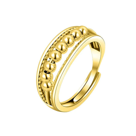 Fashion Rotating Beads Gold Plate Jewelry Relief Fidget Stress Gold Plated Anxiety Ring for Men or Women
