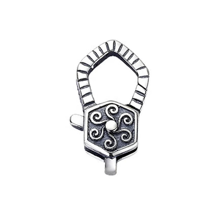 Oxidized Sterling Silver Long-Lasting Black & Silver Finish Artistic Flower Design Enhancer Lock Claps Silver Snap Parrot Claps