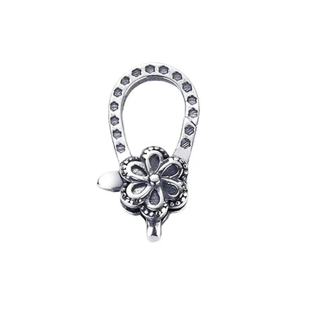 Antique Finish Oxidized Sterling Silver Flower Link Clasp Custom Claps Jewelry Supplier for Accessories Store & DIY Designer