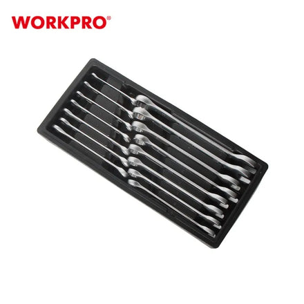 For WORKPRO 15pc CR-V Metric Combination Wrench Spanner Set Hand-powered Carbon Steel Tool Tray for Home or Professional Use