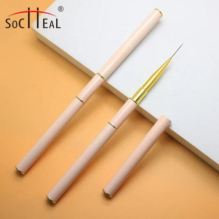 Professional Double Use Pink Handle Painting Drawing Nail Liner Brushes Striping Brushes for Short Strokes Details Blending