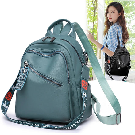 Fashion Casual Large-capacity College Style Travel Bag Pu Leather Backpack Women's Backpacks Leather Student Backpack