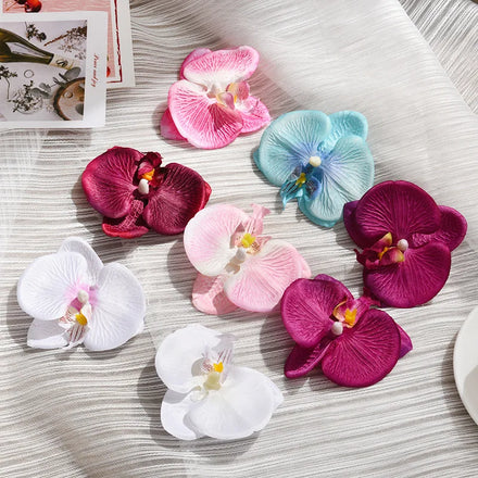 Artificial Orchid Heads 8cm Colorful DIY Hair for Wedding Wall Cake Flowers Cheap Price Silk Orchid Flowers for Valentine's Day
