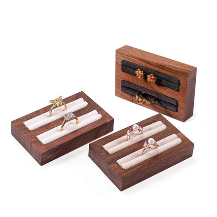 Light Luxury Elegant Antique Walnut Wood Rings Tray Thin Bangle Display Organizer Jewelry Boxes