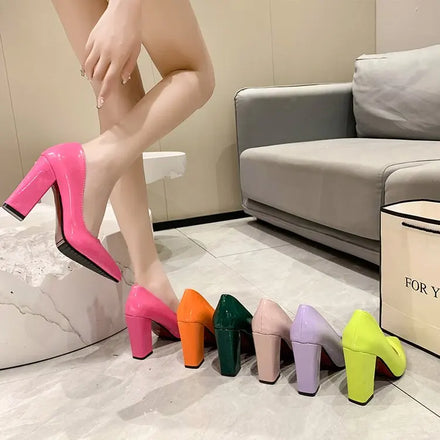 Spring and Autumn New Large Solid Light Heel Rubber Women's High Heels 087