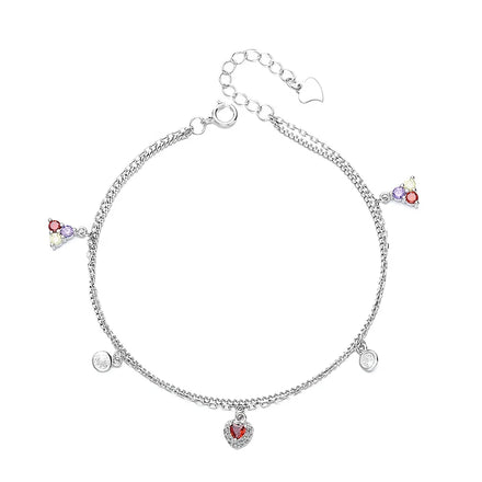 Customizable Wholesale Fashion Jewelry Double Layer Flower Love Heart 925 Silver Bracelets for Women