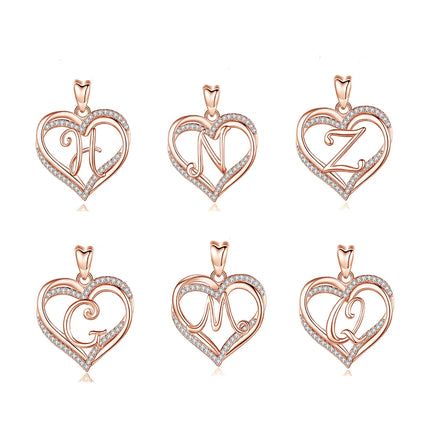 Merryshine Copper with Rose Gold Plated 26 A-z Style Alphabet Charms Pendant Letter Initial Necklace