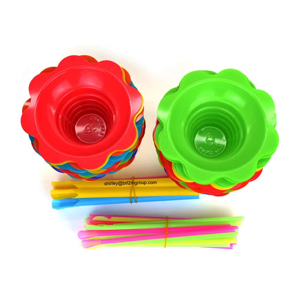 Colorful 8 oz Flower Cups Shave Ice PET Plastic Flower Cups for Shave Ice Cups Disposable