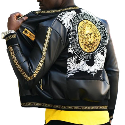 Custom Men's Winter Fashionable Warm Coat With Polyester Lining Long Down-Filled Overcoat Leather Jacket