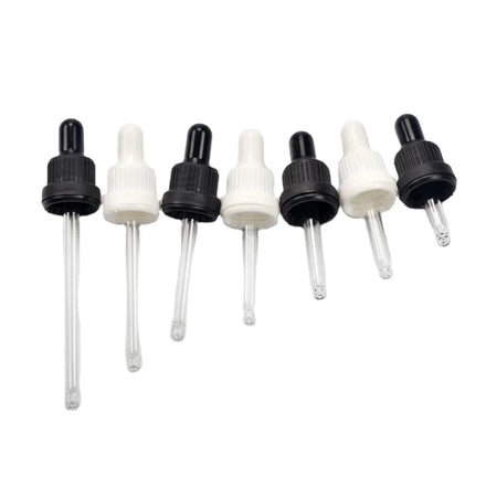 Temper Evident Dropper White Black Dropper Cap Plastic Dropper With Pipette Rubber for Glass Bottle