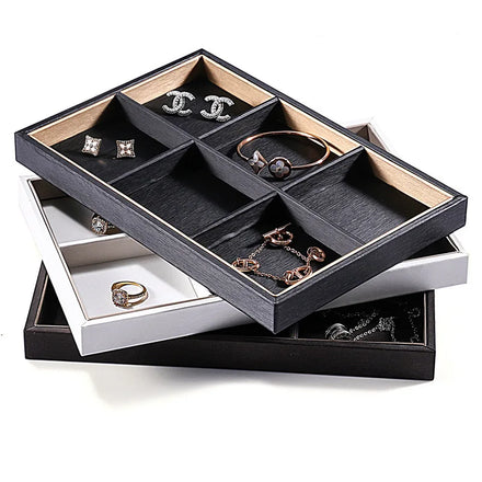High Grade Black PU Leather 6 Cross Jewelry Bracelet Watch Chain Storage Organizer Rack Showcase Tray