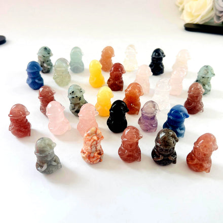 Natural Crystals Mixed Material Crystals Carving Mini Snowman for Christmas&Decoration