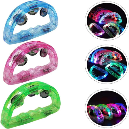 LED Light-Up Flashing Tambourine Hand Ring Bell New Musical Glow Handbell for Nightclub for Thanksgiving Graduation Celebrations