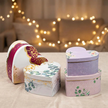 Fashion Heart Flower Box 3 Pcs Set Gilded Flower Gift Box Wedding Gift Packing Box Can Be Customized