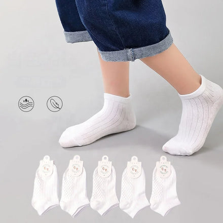Wholesale Plain White Short Socks Children Combed Cotton School Ankle Socks for Kids