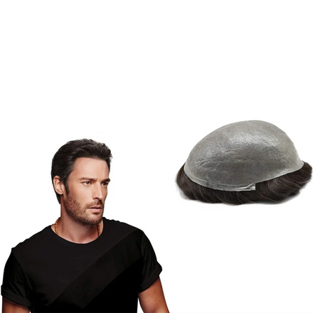 LLBeauty Wholesale 100% Indian Remy Hair PU V-Loop Men's Toupee Wig with 120% Density