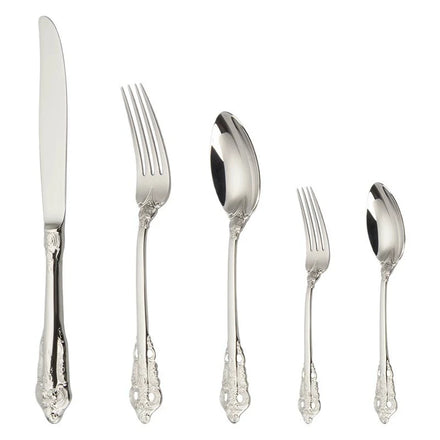 Vintage Royal Stainless Steel 304 (18/10) Baroque Silverware Set High Grade Engraved Handle Cutlery Flatware in Bulk