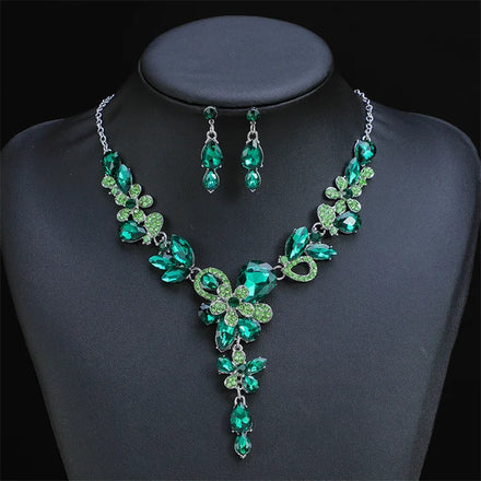 Wholesale Luxury Flower Diamond Crystal Gem Statement Fashion Bridal Fine Jewelry Jewelry Sets for Wedding