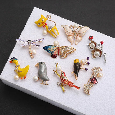 Dragonfly Butterfly Imitation Pearl Brooch Fashion Corsage Silk Scarf Buckle Decoration