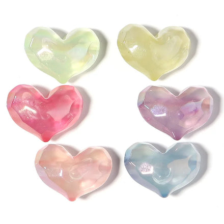 5pcs/Bag Acrylic Big Size Faceted Clear Heart Beads Color Plated Loose Beads for Jewelry Making DIY Hair Plastic Lucite Beads