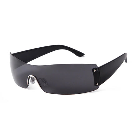 STORY T329 Futuristic Y2K Mirror Rectangle Rimless Sunglasses Women Men 2023 New Fashion Little Star Rivet Frameless Sun Glasses