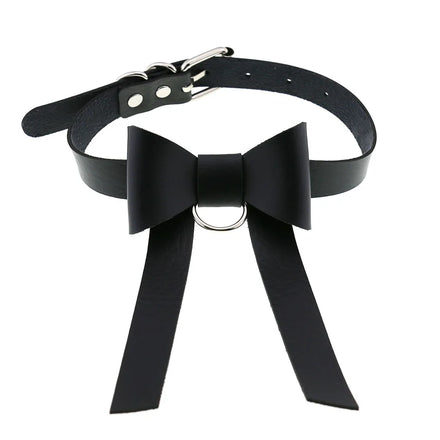New Design Fashion Punk Gothic Pu Leather Bow Knot Adjustable Collar Chocker Necklace