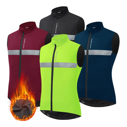 WOSAWE Winter Thermal Cycling Vest Men Windproof Gilet Warm Sleeveless Fleece Cycling Reflective Jacket Bicycle Bike Clothing