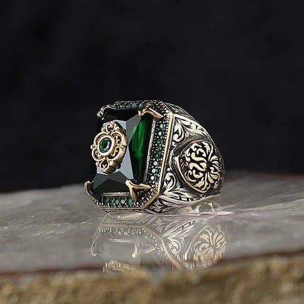 Vintage Hot Sale Turkish Men's Sign Custom Rings Punk Colorful Crystal Ring for Men