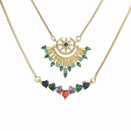 Hot Sale 18k Gold Plated Heart Pendant Necklace Heart Zircon Necklace