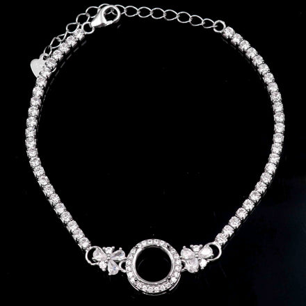 Sterling Silver 8mm/9mm/10mm Semi Mount Bracelet Empty Support Blank Claw Setting S925 Base Without Center Stone for Inlay DIY