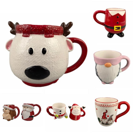 Custom 3D Ceramic Eco-Friendly Modern Christmas Mug Santa Gnome Reindeer Polar Bear Penguin Gingerbread Man Owl Tree Designs
