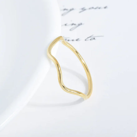 Somen Stainless Steel Wave Pattern Ring Jewelry Plating 18K Gold Geometrically Irregular Abstract Shaped Women Rings