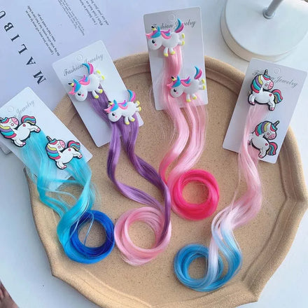 MIO Rainbow Wings Glitter Unicorn Hair Bows Clips for Girls With Long Wig Hairpins Kids Princess Hair Barrette