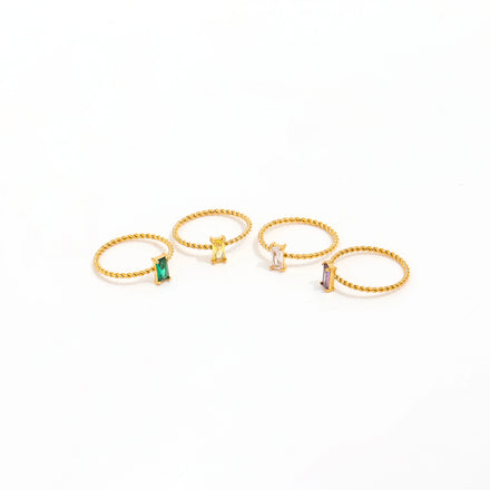 Fenny 18K Gold Plated High End Summer Holiday Fashion Boho Colorful Zirconia Ring Stainless Steel Wholesale Jewelry