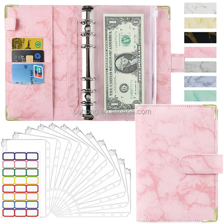 Hot Sale Marble Pink A6 Binder Budget Binder With Cash Envelopes Set
