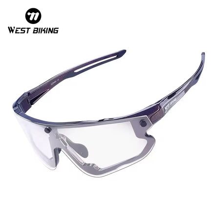 WEST BIKING Intelligent Discoloration Glasses Waterproof Oil-Proof High-Toughness Suit Myopia Magnetic Cycling Sport Glasses