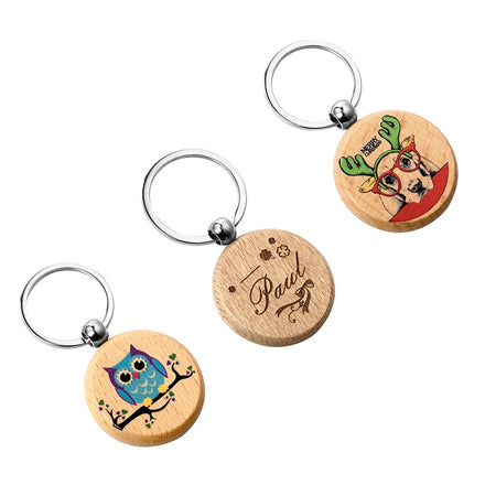 Blank Popular Wood Keychain Key Chain Custom Design Printed Engraved Name Wooden Laser Logo Keychain