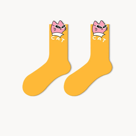 Breathable Knitted Jacquard Character Cartoon Socks Colorful Women Dress Crew Girls Sock