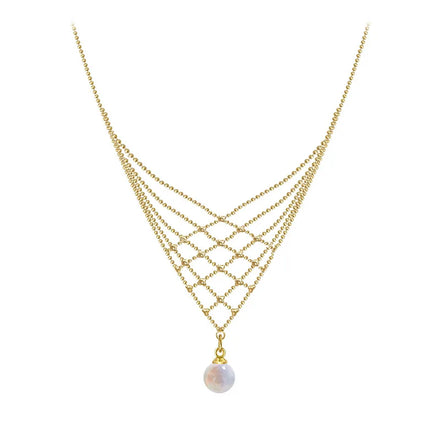 Elegant Pearl Fish Tail Lace Necklace Fashion 18k Gold Plated Choker Necklace for Women