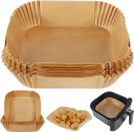 Durable Air Fryer Paper Liners Square Air Fryer Liners Parchment Paper Oilproof 100 Pcs Air Fryer Disposable Paper Liner