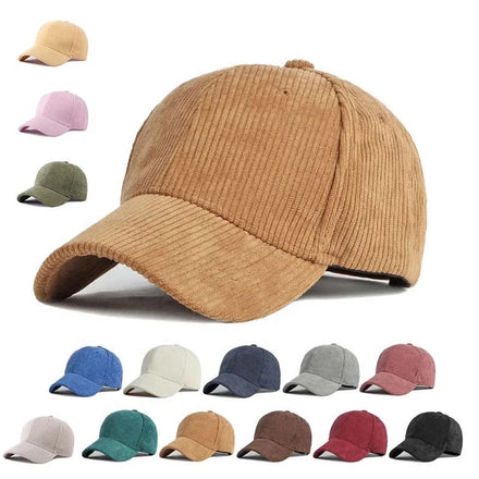 Landfond Accessory Corduroy Cotton Common Unisex Sport Hat Adjustable 6-Panel Winter Outdoor Baseball Cap