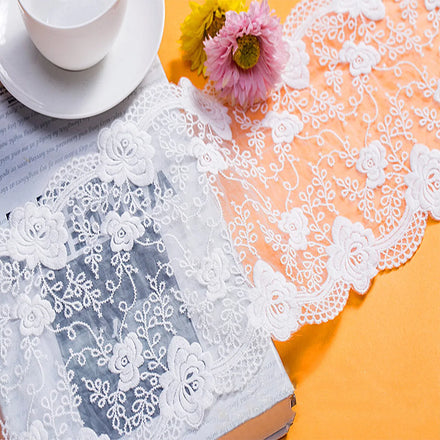 1 Yard Petal Lace Mesh Embroidery Trim Ribbon Clothing Wedding Dress Sewing DIY Accessories