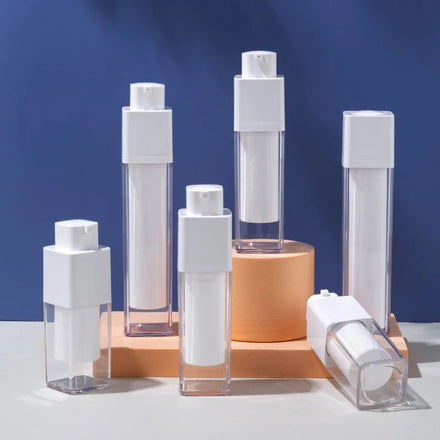 New Design AS 15ml 30ml 50ml Square Airless Serum Cosmetic Foundation Bottle With Point Pump Twist up Container Airless Bottle