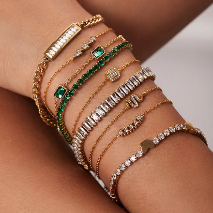 Fashion Adjustable Zircon Bracelet Hypoallergenic Stainless Steel Crystal Bracelet Tarnish Free Tennis Bracelet for Ladies Gift