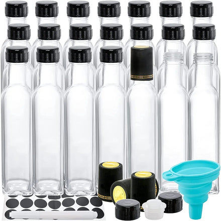 Hot Sale 8.5OZ 250ML Woozy Bottles Empty Clear Glass Hot Sauce Bottles Olive Oil Glass Bottles With Plastic Cap