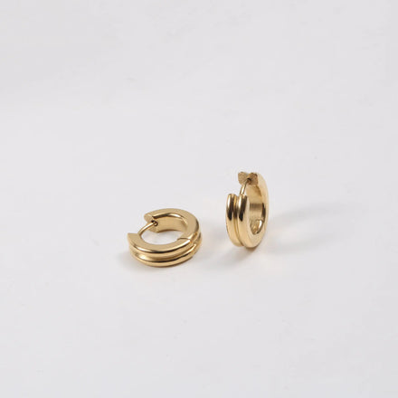 Fenny 18K Gold-plated Simple Double Cambered Huggie Earring Trend for Women Wholesale Stainless Steel Ladies Jewelry